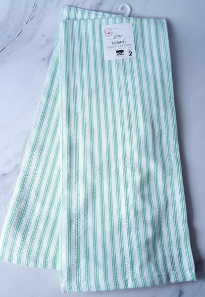 Green Stripe Towels Set/2
