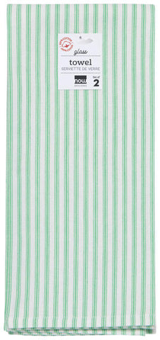 Green Stripe Towels Set/2