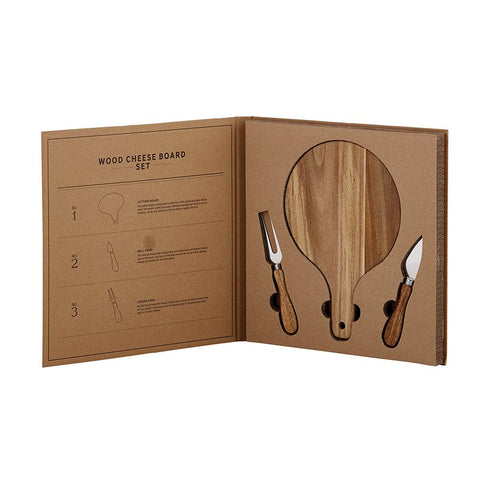 Wood Paddle Board + Cheese Knife Set