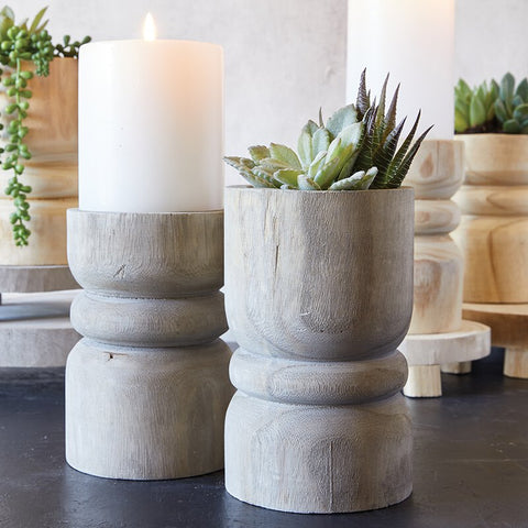 Wood Succulent Planter or Candle Pillar